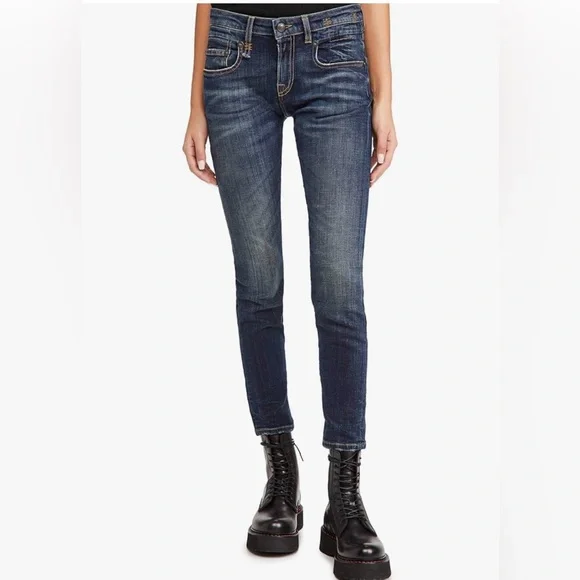 R13 Boy Skinny Jeans - 25washed in cold/hung to drycolor is vintage dark